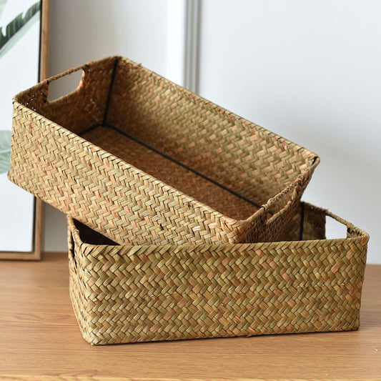 Straw Woven Rectangular Storage 